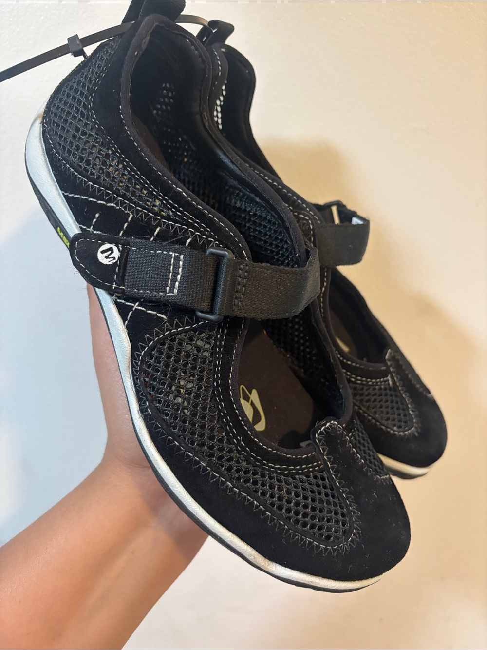 Merrell Black Mesh Mary Jane Flats with Adjustable Strap